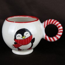 Patenci Penguen Desenli El Yapımı Seramik Fincan