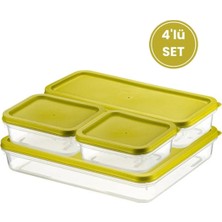 Mutfak Köşesi Tazekap 4'lü Dondurucu Saklama Kabı Seti - Buzdolabı, Erzak Düzenleyici (2600ML, 1200ML, 2X500ML)