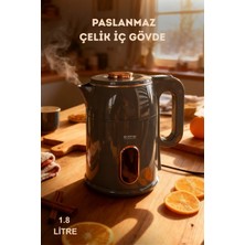 Allians Premium Parlak Gri Kettle Su Isıtıcı, Dayanıklı ve Şık Tasarım