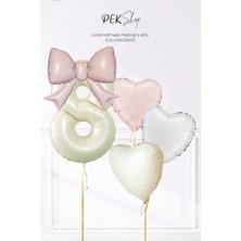 Pekshop Kız Doğum Günü Pembe Fiyonk Tema Yaş ve Kalp Balonlu Doğum Günü Balon Seti
