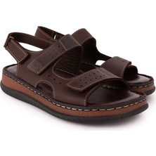 Gondol Unisex Hakiki Deri Cırtlı Ayarlanabilir Rahat Sandalet Hkm.31 - Kahverengi - 40 Kahverengi