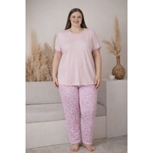 Pemilo Kadın 2005-8 Büyük Beden Kısa Kol Likralı Pijama Takımı