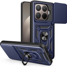 15T Pro Kılıf Magnetik Standlı Kamera Korumalı Zore Sürgülü Vega Kapak - Mavi