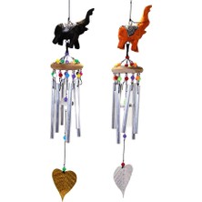 Alvo Store Buğz Üstü Ahşap Altı Metal Filli Rüzgar Çanı