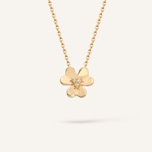 Aja Big Lunova Üç Yapraklı Yonca Figürlü Üç Taşlı Altın Kolye