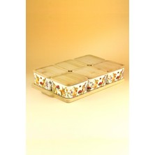 Bursa Porselen Dekor Retro Tavşan 6 Lı Bambu Kapaklı Porselen Kahvaltılık