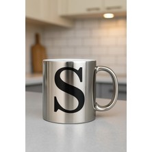 PremiumPort Büyük Boy Gümüş Renk Yazı Baskılı Kupa Bardak, Şık ve Kullanışlı