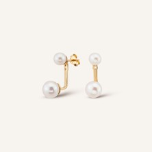 Aja Pearl İnci Pimli Altın Küpe