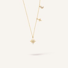 Aja Rialen Gökyüzü Temalı Çok Taşlı Altın Kolye