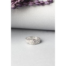 By Barun Ayarlanabilir Yüzük 925 Ayar Gümüş Zirkon Taşlı Silver