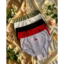Luvina Elegance Fitilli Ribana Pamuklu Kadın Külot 5 Adet (Büyük Beden Mevcut)