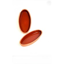 PremiumPort Iki Adet Büyük Boy Oval Sırlı Toprak Güveç ve Balık Tavası Seti