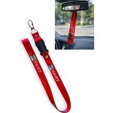 Tusba Market Seat Logolu Kırmızı Araç Oto Ayna Askısı / Seat Anahtarlıklı Ayna Ipi