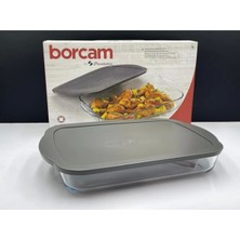 PremiumPort Gri Kapaklı Borcam Tepsi 3850 cc 40X25 Cm, Şık ve Dayanıklı Tasarım