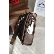 Norvi Deri Şifreli Hakiki Deri Erkek El Çantası Kahverengi 1232