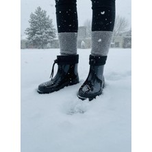 Belix Siyah Potin Kadın Botu 36-40 Suya Dayanıklı Konçlu Peluşlu Günlük Kullanım İçin İdeal