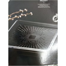 PremiumPort Şeffaf Kristal Servis Tabağı 24X24 Cm, 1 Adet, Şık ve Dayanıklı Tasarım