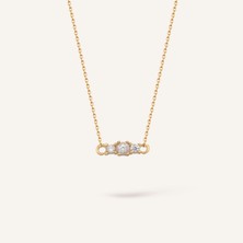 Aja Gold Droplet Üç Taşlı Altın Kolye