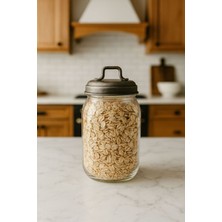 PremiumPort Orta Boy Retro Galvaniz Cam Kavanoz ve Saklama Kabı, 1,5 L