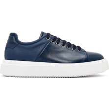 Derimod Erkek Lacivert Bağcıklı Kalın Tabanlı Deri Sneaker 26SFD610118