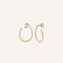 Aja Noriel Damla Kesim Taşlı Altın Küpe