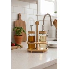 PremiumPort Bambu Standlı 2'li Yağdanlık Seti, Şık ve Doğal Tasarım