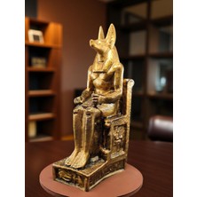 Monarch Art Anubis Heykeli Antik Mısır Mitoloji Figürü Altın Varak Görünümlü Ofis Masaüstü Dekoratif Obje 16 cm