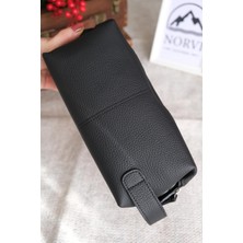 Norvi Deri Hakiki Deri Premium Tutma Bantlı El Çantası Siyah 1280