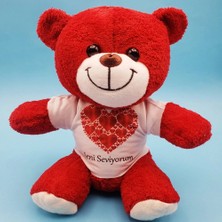 Alvo Store Buğz Kalpli Seni Seviyorum Tişörtlü Kırmızı Peluş Ayıcık