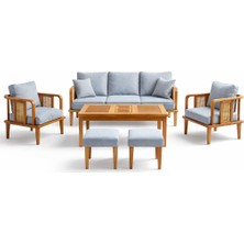 Luce Garden Noa Ahşap Rattan Bahçe & Balkon Koltuk Takımı