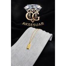 Cg Aksesuar Külçe Altın Görünümlü Çelik Kolye