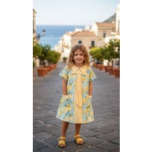 HC Kids Wear Kız Çocuk Limon Desenli Fularlı Elbise