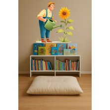 Aysha Tasarım Dekoratif Duvar Sticker – Bahçıvan ve Ayçiçeği Doğa ve Masal Temalı Çocuk Odası Duvar Sticker