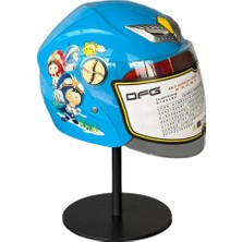 Scharf Mavi Desenli Çocuk Kaskı – Motosiklet Desenli, Hafif ve Konforlu