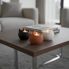 Venora Concept Dekoratif Kedi Şeklinde LED Tealight Mumluk 3lü Set | 3D Baskı | 3 Adet LED Tealight Mum Ile Gönderilir