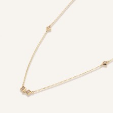 Aja Angula Geometrik Motifli Çok Taşlı Altın Kolye