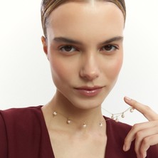 Aja Infinity Sıralı İnci Sallantılı Altın Kolye