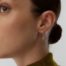 Aja Pluvia Damla Figürlü Damla Kesim Tek Taşlı Sallantılı Pimli Altın Küpe