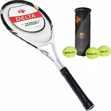 Delta Valley 27 Inç L2 Grip Yetişkin Tenis raketi + Çantası + Vakumlu Tüp 3 Adet Tenis Maç Topu Seti