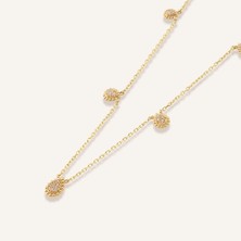 Aja Gutta Sıralı Çok Taşlı Altın Kolye