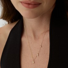 Aja Telvane Gökyüzü Temalı Çok Taşlı Altın Kolye