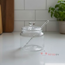 Kirazev Kaşıklı Şekerlik,reçellik Borosilikat Cam 8,5 cm