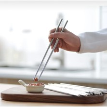 PremiumPort Set 2 Paslanmaz Çelik Çin Yemek Çubukları, Şık ve Sağlam Tasarım