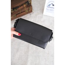 Norvi Deri Hakiki Deri Erkek El Çantası Siyah 1072