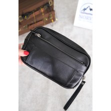 Norvi Deri Şifreli Hakiki Deri El Çantası Tutamaçlı Çok Bölmeli Siyah 1075