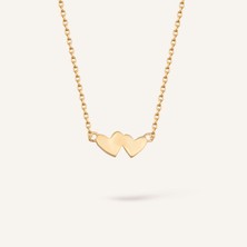 Aja Double Heart Birleşik Kalp Figürlü Altın Kolye