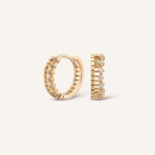 Aja Cynara Sıra Taşlı Halka Altın Küpe