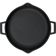 PremiumPort Yuvarlak Çift Kulplu Demir Döküm Kızartma Tavası 30 cm