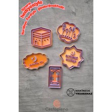 PremiumPort Ramazan Temalı 5'li Kurabiye Kalıbı Set, Kabe ve Namazlık Tasarımlı