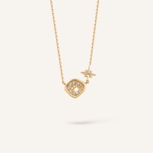 Aja Elenor Kuzey Yıldızı Figürlü Çok Taşlı Altın Kolye